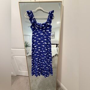 kate spade Royal Blue Dress with White Fish Print